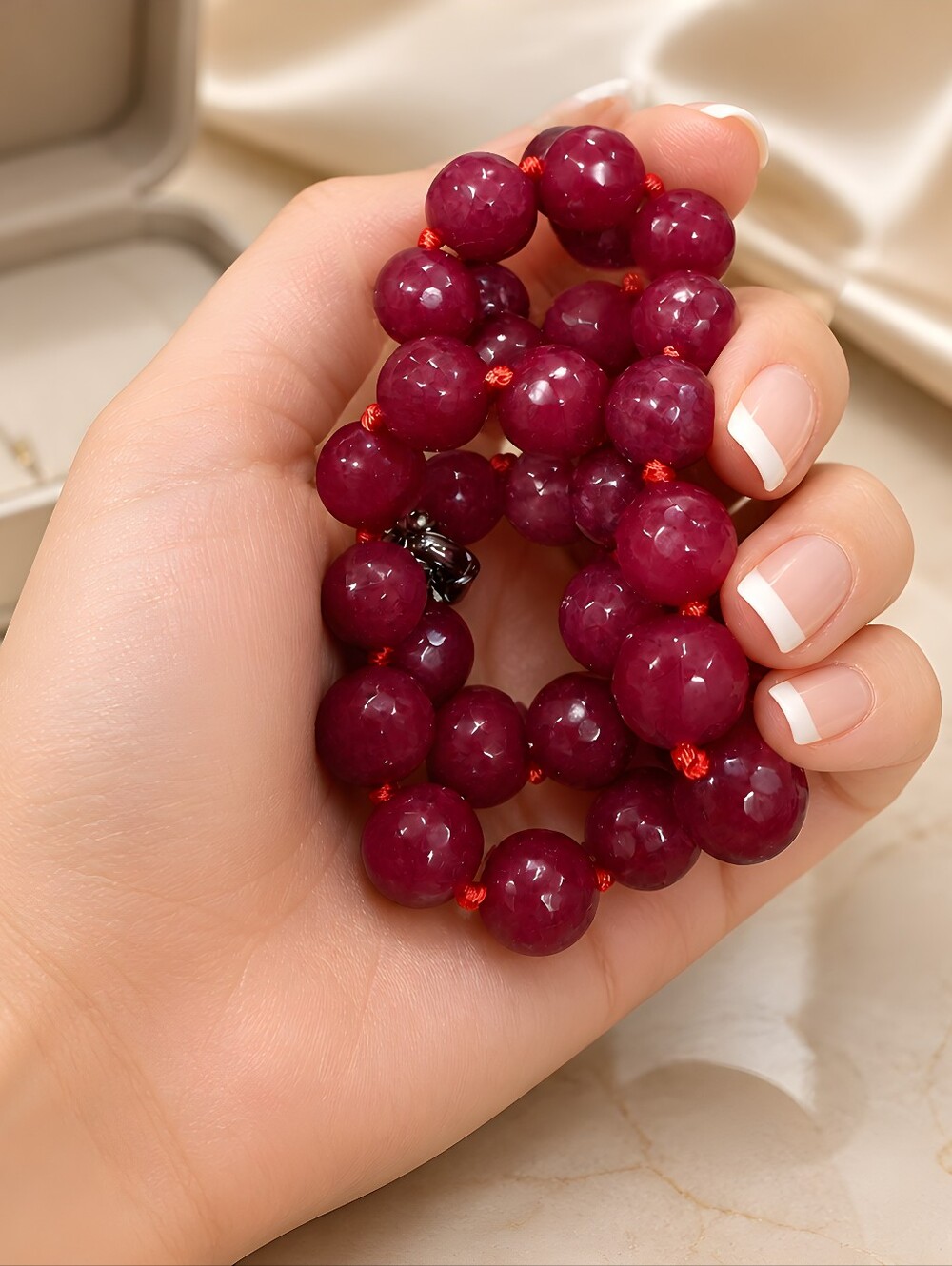 Dyed Red Jade From India NWOT - Picture 2 of 8